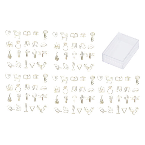 100Pcs Gold Metal Paper Clips with 20 Shapes, Rustproof & Creative 1