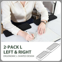 2PCS L-Shaped Desk Elbow Pad, Ergonomic Memory Foam Arm Rest Pads, Desk Protectors for Office, Gaming & Home