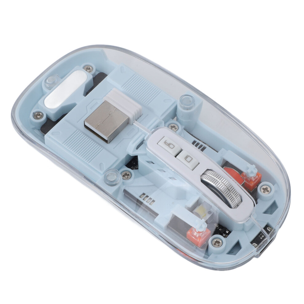 Transparent Wireless Mouse 2.4G/Bt Rgb 800/1200/1600 Dpi Rechargeable Blue 9301385010785