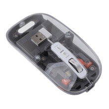 Ratón USB recargable de tres modos, 400 mAh, gris y delgado