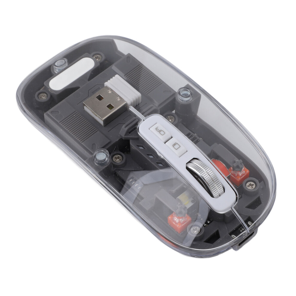 Transparent Wireless Mouse 2.4G Bluetooth Tri-Mode Rechargeable Grey 4291385010791