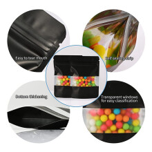200Pcs Smell Proof Mylar Bags, Resealable Food Storage Bags with Clear Window, Foil Pouch Stand- Bags for Food Storage