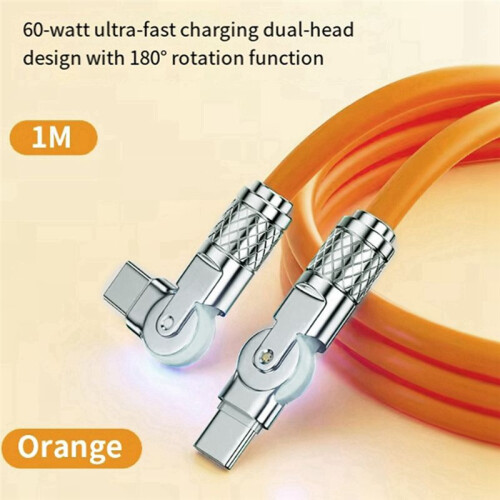 Type-C to Type-C 180 Swivel Double Elbow Mech Data Cable Fast Charging & Data Transfer Cable for Tablets and Laptops 2m 2