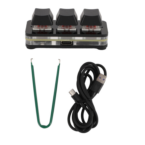3-Key RGB Mechanical USB Programmable Mini Keyboard Red Switch Black 1