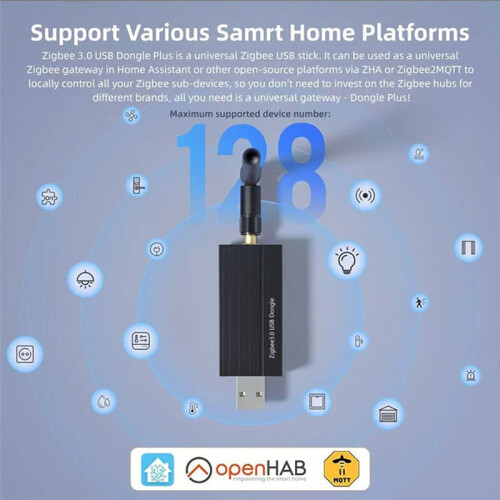 Zigbee 3.0 USB Dongle Multi-Protocol Support Plug &  for Home Assistant OpenHAB ZigBee 2MQTT 1