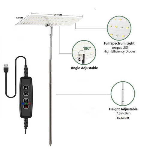 Luz LED para plantas com 3 modos de luz e dimmer de 4 etapas 2