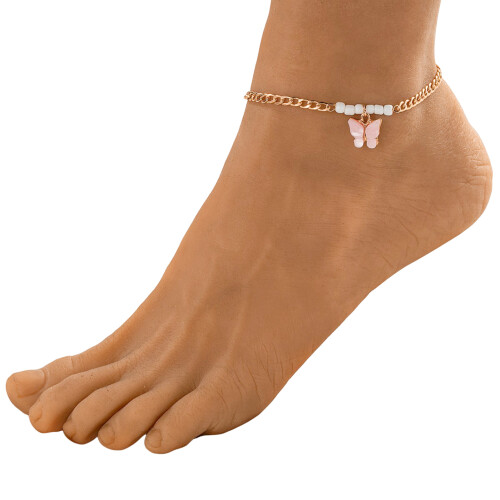 Boho Beaded Adjustable Ankle Bracelet - White 1
