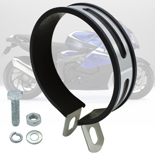 Universal Half Round Motorcycle Exhaust Clamp Muffler Bracket 4 Inch Black Silver Rustproof