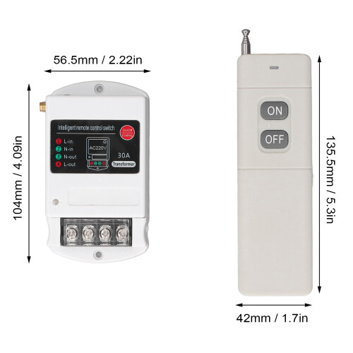 Wireless Remote Switch 1-Phase 30A 5000m RF for Garage & Water Pump 1