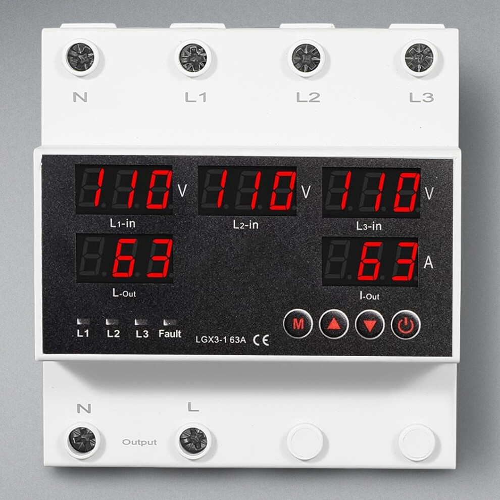 Automatic Transfer Switch 63A 3P4w With Led Display, Adjustable Voltage Protector 6941385014357