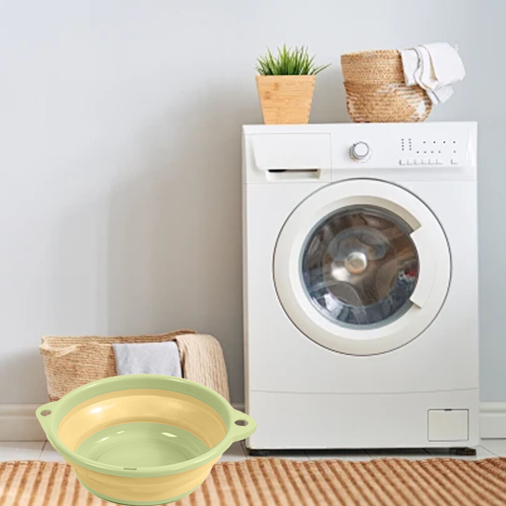 Folding Children's Washbasin Green | Silicone & Plastic Portable Basin 4651385016672
