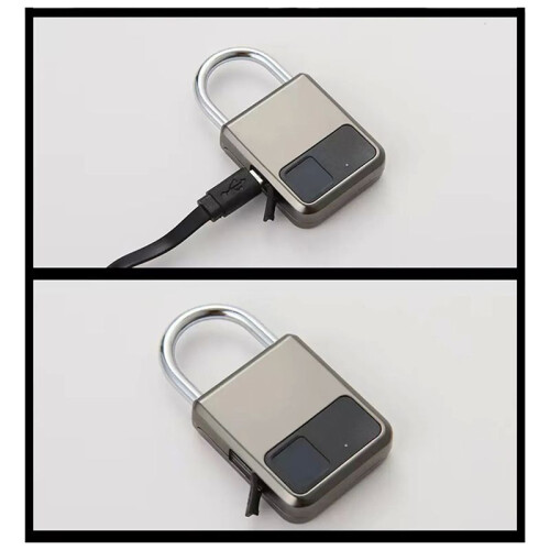 Portable Fingerprints Tuya APP Pad Lock with USB Key Support for Emergency(Grey) 1