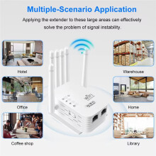 Répéteur WiFi Sans Fil 1200 Mbps, Routeur de Signal 2,4 GHz et 5,8 GHz, Amplificateur WiFi Longue Portée 802.11n, Prise UE
