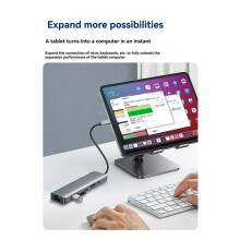 6-in-1 USB-C-Hub: USB 3.0 Typ C PD 100W Ladestation mit Gigabit-Ethernet-Adapter für 4K-HDTV, Maus und Tastatur