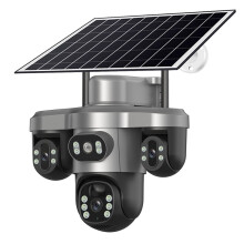 T12B Solar-Powered WiFi 3-Lens 3-View 3 Lens Rotatable Wireless Solar Camera Monitoring Gun- Camera in One
