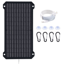 15W Solar Panel Portable Monocrystalline Type-C Output Outdoor Charger Power Bank for Camping Phone Tablet Camera Fans