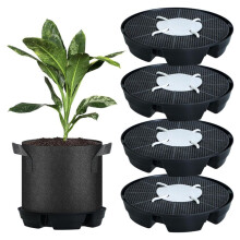 4 Pcs Self-Watering Plant Saucers for Indoors, Plastic Plant Saucer Stand Auto Watering System Fabric Pot Base