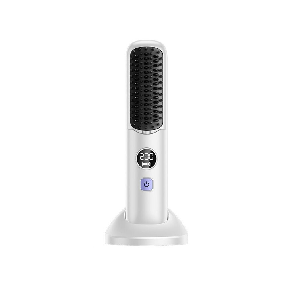 Cordless Hair Straightener Brush Portable  Straightening Brush Negative Ion Hot Comb with Charging Base C