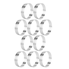 Conjunto de 10 Aros Circulares de 12 cm com Furos, em Aço Inoxidável, para Tortas de Frutas, Quiches, Bolos e Mousses. Ideal para Confeitaria.
