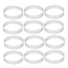 12Pcs 10cm Circular Tart Rings with Holes Stainless Steel Fruit Pie Quiches Cake Ring Mousse Mold Kitchen Baking Mould
