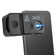 200X Telefonmikroskoplins, LED/UV-Lampor och CPL-Filter, Universaltelefonklämma, Vetenskapligt Verktyg i Fickformat (HD-Zoom)