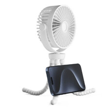 Baby Stroller Fan Outdoor Fan USB Speed Flexible Octopus Fan Tripod Clip Handheld Fan for Stroller Crib White