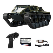 Full Scale Tracked Tank RC Car Model 360 Degree Rotation Drift Remote Control Off-Road Vehicle for Children Gift Green