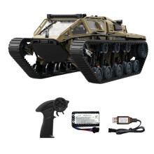 Full Scale Tracked Tank RC Car Model 360 Degree Rotation Drift Remote Control Off-Road Vehicle for Children Gift Yellow