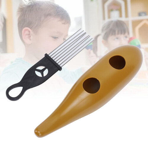 Edelstahl ABS Fischförmiger Guiro Percussion mit Scraper Kaffeefarben