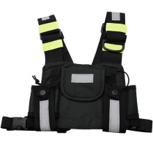 Walkie Talkies Fronttasche Tasche Radio Schulterholster Radio Reflektierende Brustgurttasche für Uv5R 888S Grün