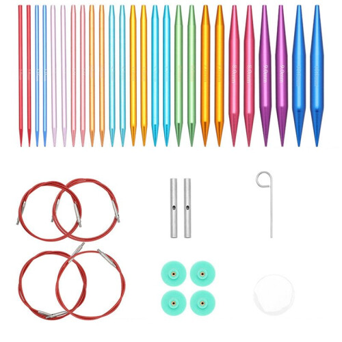 13 Pairs Interchangeable Circular Knitting Needles Set,3.0mm-10.0mm,Aluminum ,for Knitting Projects,Beginner 1