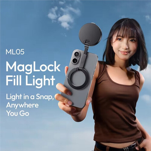 ML05 MagLock - Luz de Preenchimento Bicolor para Vídeo com Suporte de Mesa para  17, 16 e 15 (IOS e para Android) Ideal para Vlogs e 1