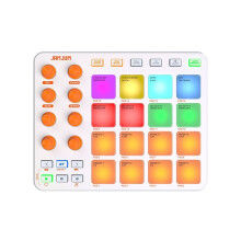 JAMJUM Electronic Music MIDI Pad Encoders Portable Controller Supports Wireless Connection Built-in Battery White