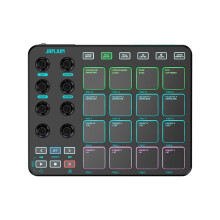 JAMJUM Electronic Music MIDI Pad Encoders Portable Controller Supports Wireless Connection Built-in Battery Black