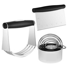 Koekjesvormset van Roestvrij Staal, Deegkrabber en Deegblender met Ergonomische Rubberen Grip voor Het Bakken van Deeg