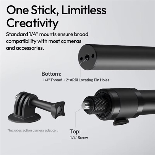 VL04 Action Camera Quick Release Extension Pole for Action Camera Mirrorless Camera for   Extension Pole 2