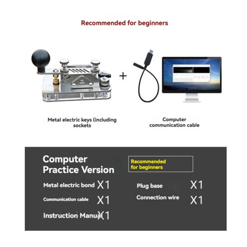 Morse Code Practice Key Manual Toggle  with Computer Cable for CW Radio Station Shortwave Telegraph 1
