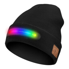 Beanie Built-in Stereo Speaker Music Hat Wide Lighting Cap Rechargeable Headlamp Hat Unique Gifts for Men
