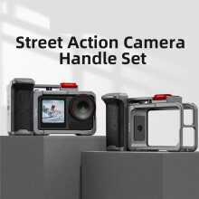 Flymile Handle Grip Kit for Action 5 Pro, with Action 5 Pro Cage, Street Photography Quick Release Holder Mount, Cold Shoe