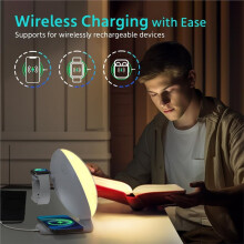 Sunrise Alarm Clock ,Wireless Charging Station, App Control Sound Machine White Noise,Sunlight Sunset Lamp Eu Plug
