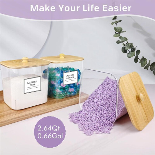 3+1 Pack Laundry Pods Container,Clear Laundry Room Organization Containers,Large Laundry Detergent Powder Storage