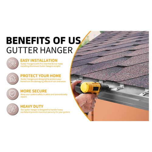 5 Inch Aluminum Gutter Hangers with Assembled Screw - Hidden Brackets for Rain Gutter Support, 50 Pcs 2