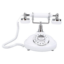 Vintage Rotary Phone Retro Corded Desk Landline with Adjustable Ringer and Redial for Home Office Decor