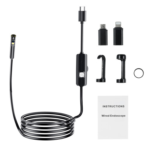 Boroscope et endoscope à double objectif 5 m IP68 1920P 8 mm