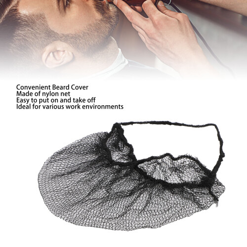 100pcs Disposable Beard Net Covers Elastic Bands Full Coverage Breathable Black 2