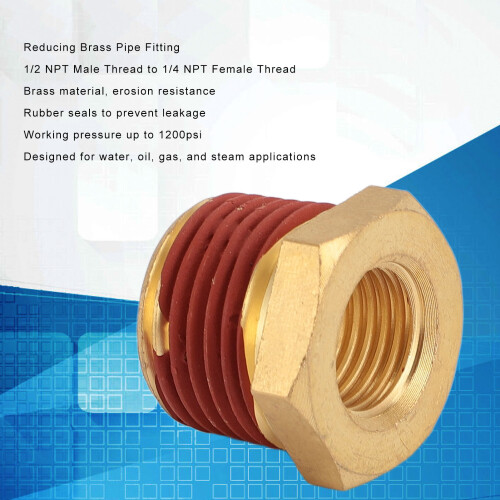 10PCS Brass Pipe Reducer 1/2" Male to 1/4" NPT Thread Fitting 2