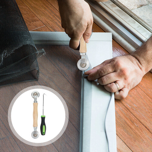 2Sets Mesh Screen Repair Kit Featuring Bearing Roller and Removal Hook 1