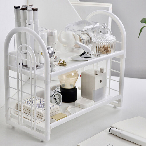 Semplice scaffale da tavolo a due livelli in plastica 2