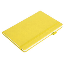 A5 Notizbuch aus PU-Leder mit Linien, 215x147 mm, mit elastischem Band, Gelb