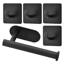 Stainless Steel Toilet Paper Holder Set5-Piece Adhesive